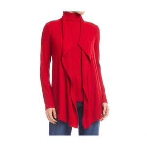NEW KAREN KANE long sleeve ribbed drape front cardigan in red